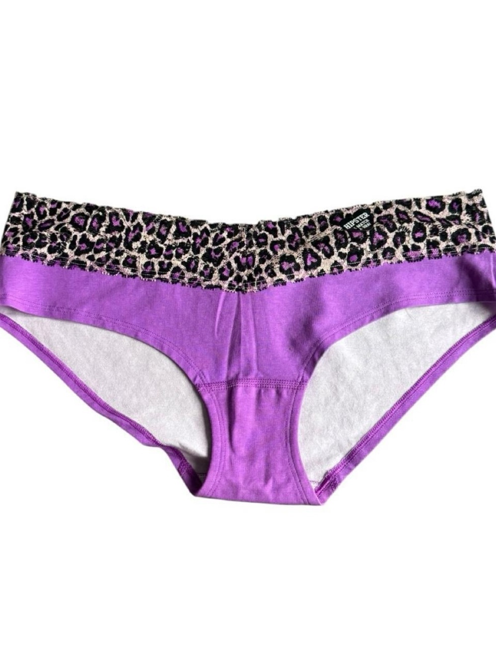 2012 Victoria's Secret PINK Purple Hipster Panty with Leopard-Print Waistband